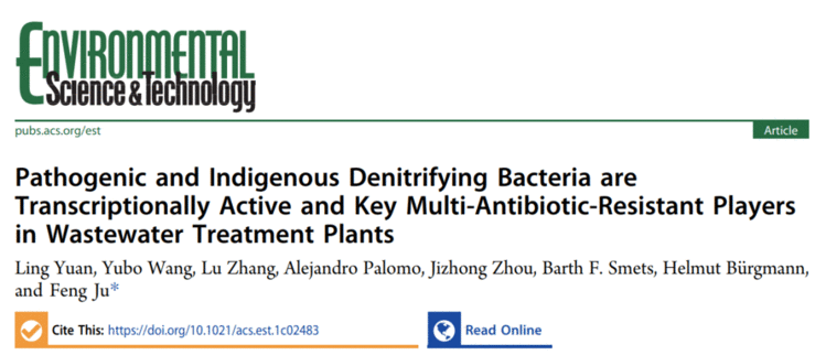 EST：西湖大学鞠峰组污水厂病原菌与土著反硝化细菌是多重抗生素耐药基因的活跃表达者...