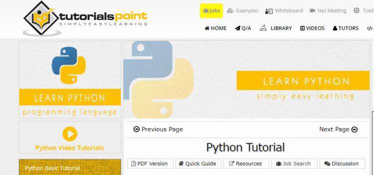 Top 5 Websites for Learning Python | tutorialspoint