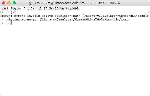 Mac下运行git报错xcrun: error: invalid active developer path ..