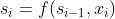 s_{i} &＃61; f(s_{i-1}, x_{i})