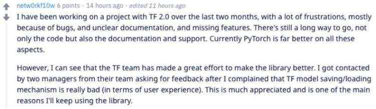上线俩月，TensorFlow 2.0被吐槽太难用，网友：看看人家PyTorch